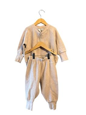 Bonds Kids Matching Set Beige Fleece Top & Pants